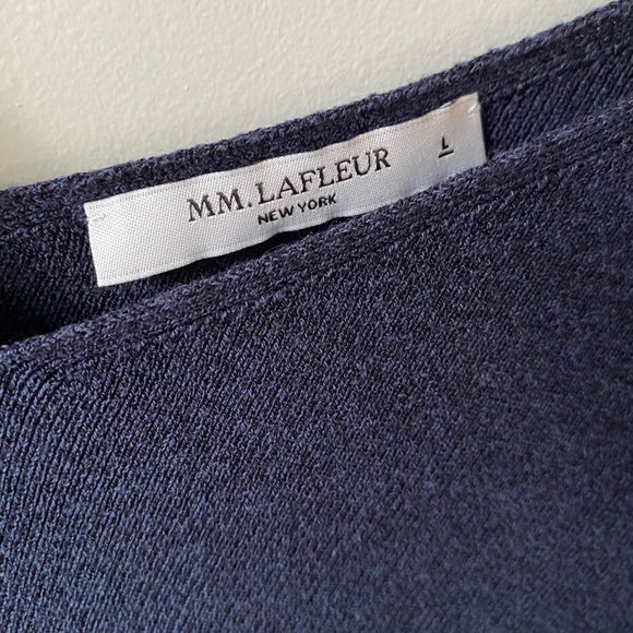 MM LaFleur Peggy Top Navy Blue Knit Stretch Business Casual Classy Melange Large - Picture 2 of 6